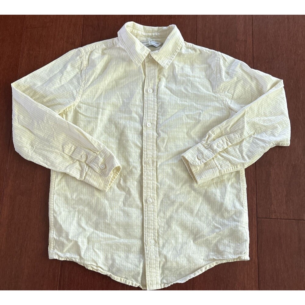 Serena Williams x Janie and Jack Stripe Yellow/White Shirt Boys Long Sleeve Sz 8